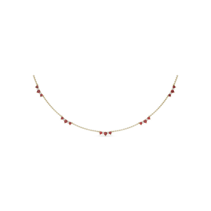 Five Stone Ruby and Diamond Station Necklace