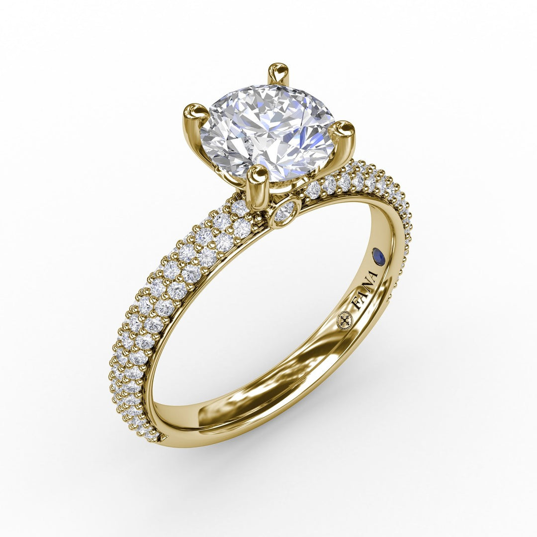 Classic Solitaire Engagement Ring With Seamless Pavé Band