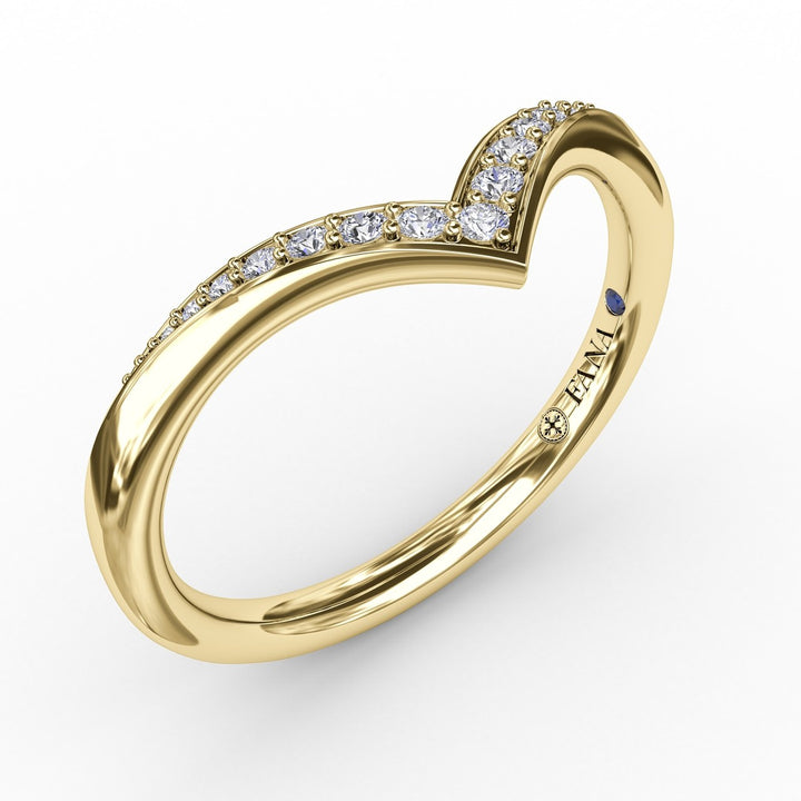 Polished and Tapered Shared Prong Chevron Diamond Band