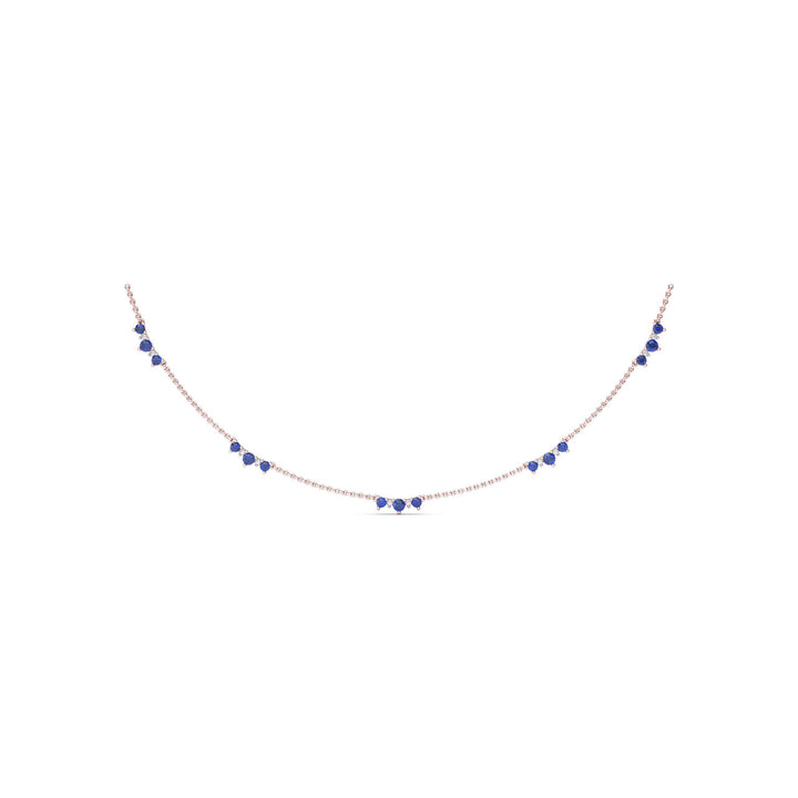 Five Stone Sapphire and Diamond Station Necklace