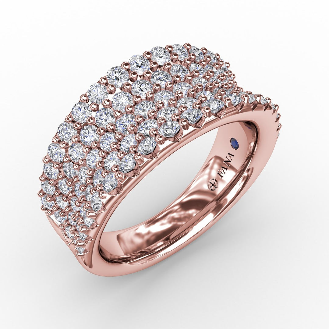 Five-Row Shared Prong Diamond Band