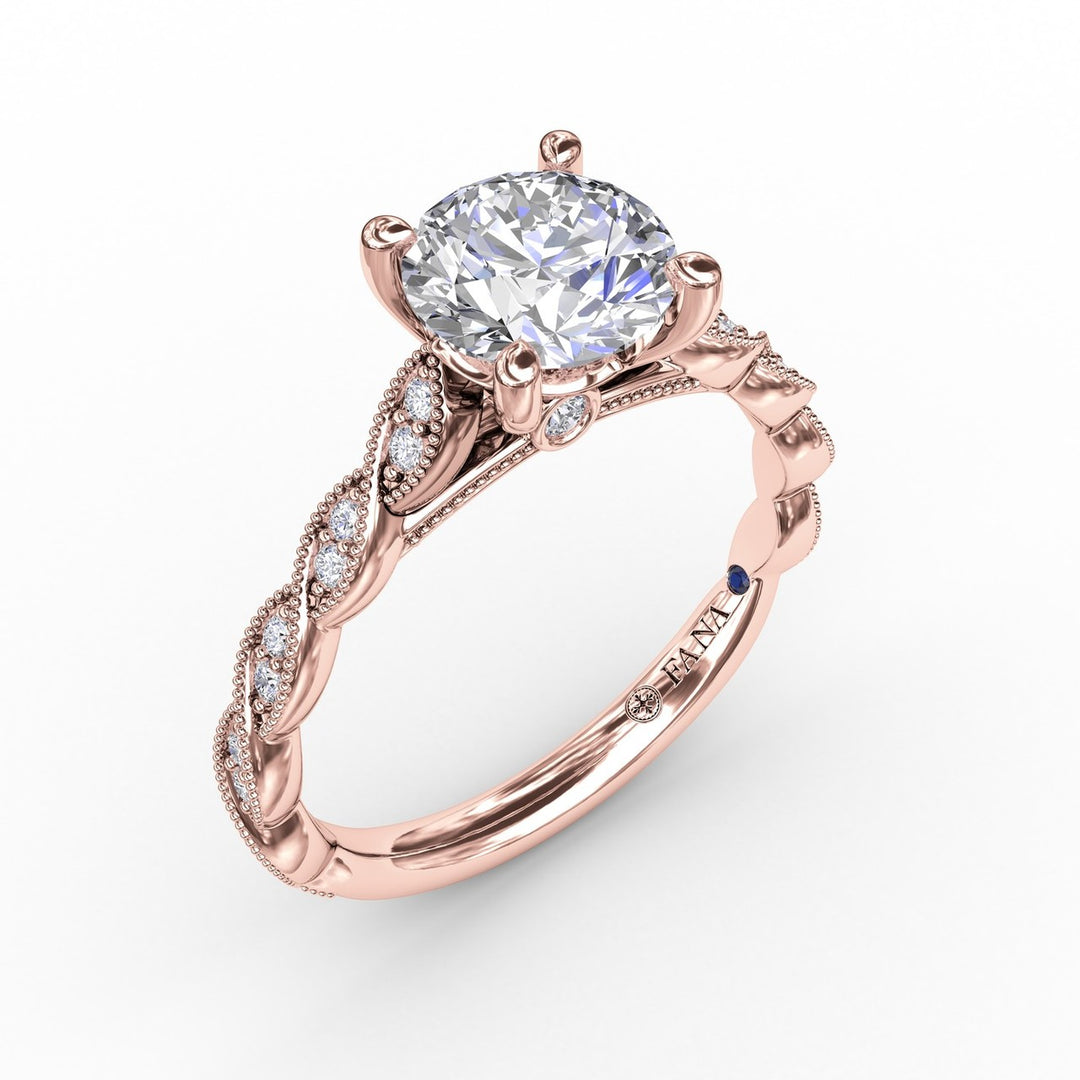 Classic Diamond Solitaire Engagement Ring With Diamond Twist Band