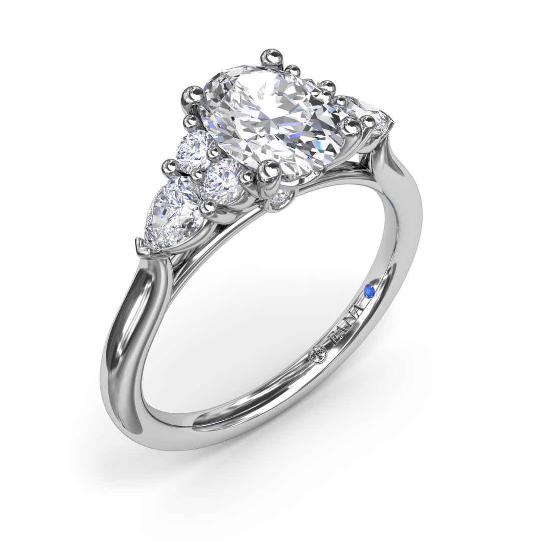 Pear Side Cluster Diamond Engagement Ring