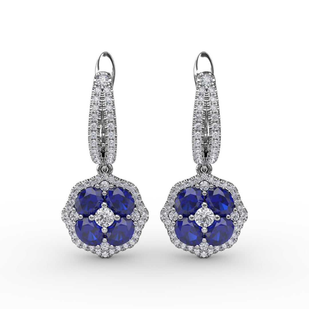 Steal The Spotlight Sapphire and Diamond Cluster Drop Earrings