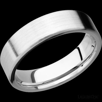 6 mm wide Flat 14K White Gold band.