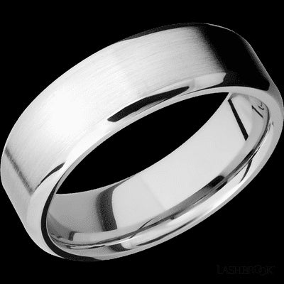 7 mm wide Beveled 14K White Gold band.