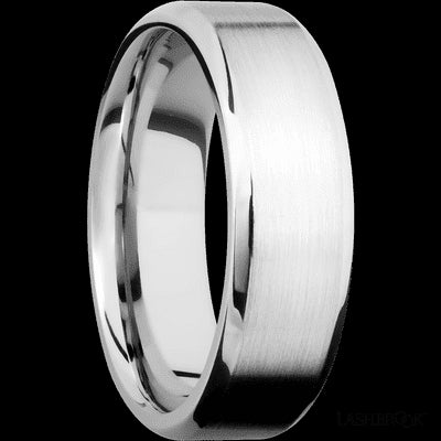 7 mm wide Beveled 14K White Gold band.