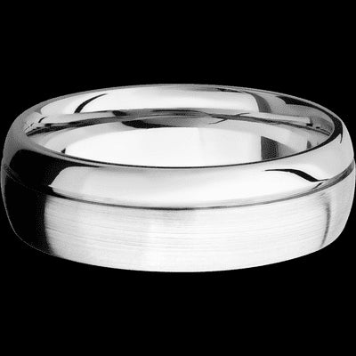 7 mm wide Domed with Off Center Accent Groove 14K White Gold band.