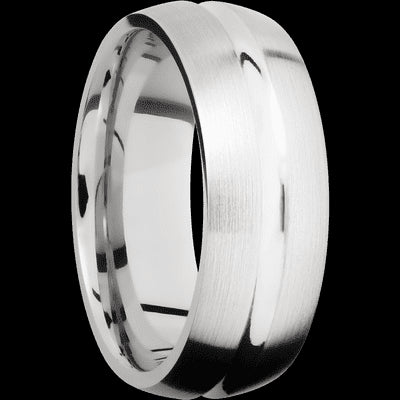 8 mm wide Domed Center Concave 14K White Gold band.