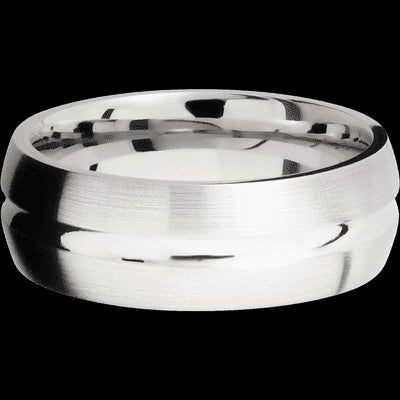 8 mm wide Domed Center Concave 14K White Gold band.