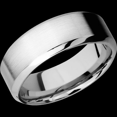 8 mm wide High Bevel 14K White Gold band.