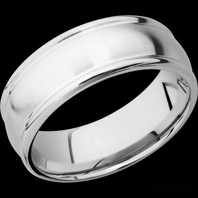 8 mm wide Domed Rounded Edges 14K White Gold band.