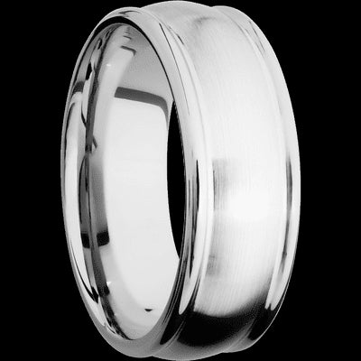 8 mm wide Domed Rounded Edges 14K White Gold band.