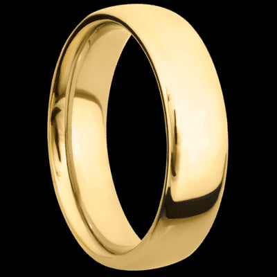 6 mm wide Ultra Comfort (our most comfortable profile) 14K Yellow Gold band.