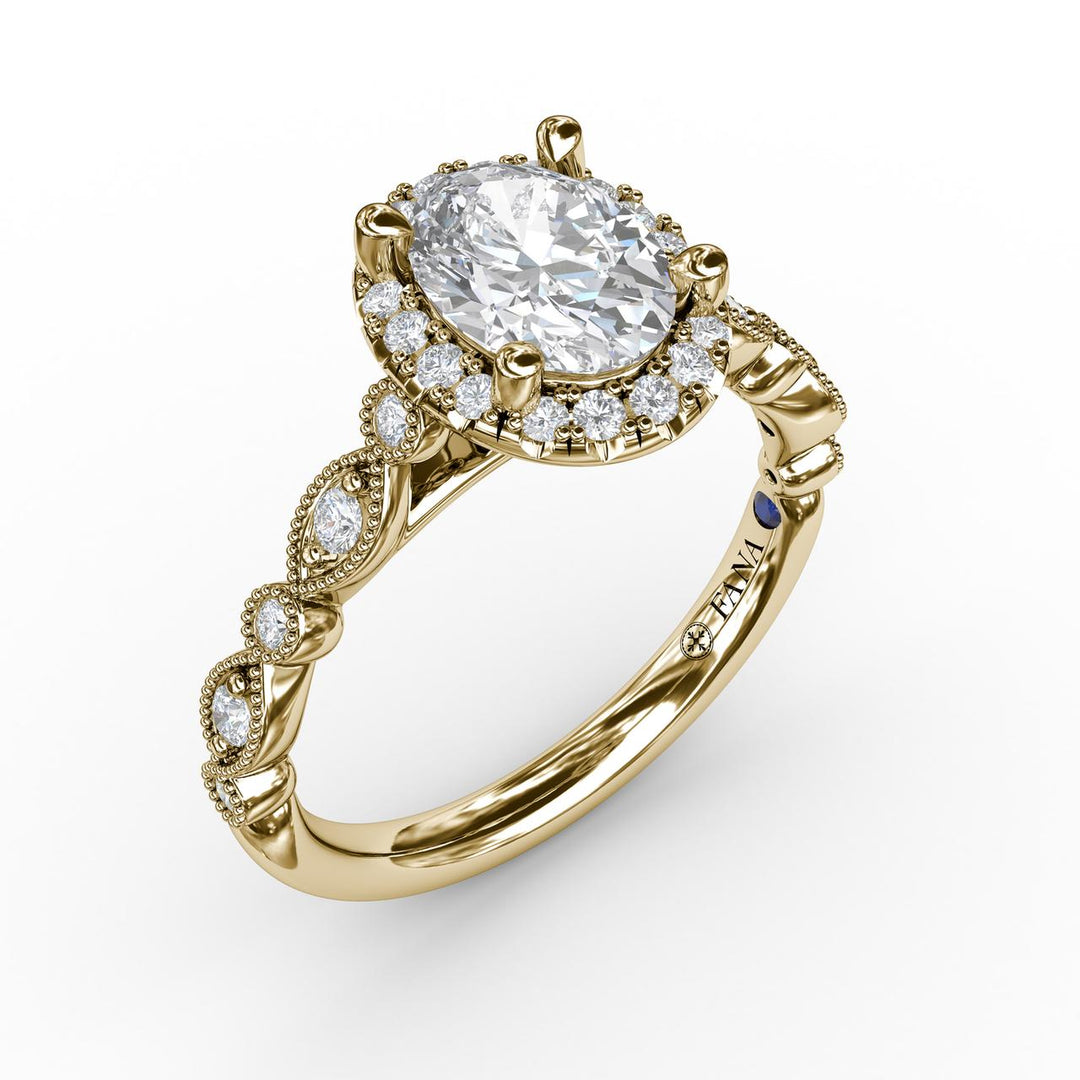 Classic Diamond Engagement Ring with Detailed Milgrain Band