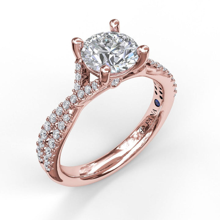 Delicate Late Twist Diamond Engagement Ring