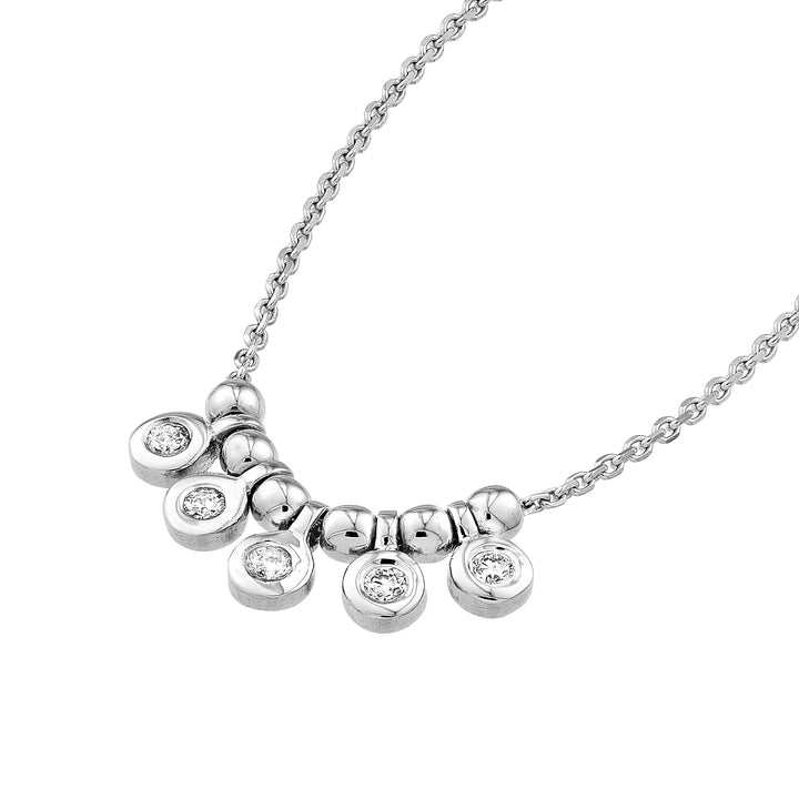 Mini Diamond Bezel and Bead Necklace