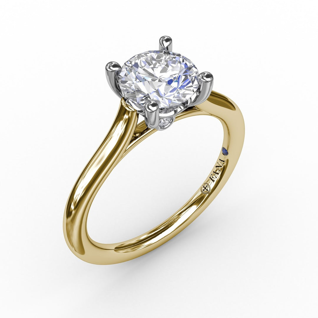 Classic Round Diamond Solitaire Engagement Ring With Cathedral Setting