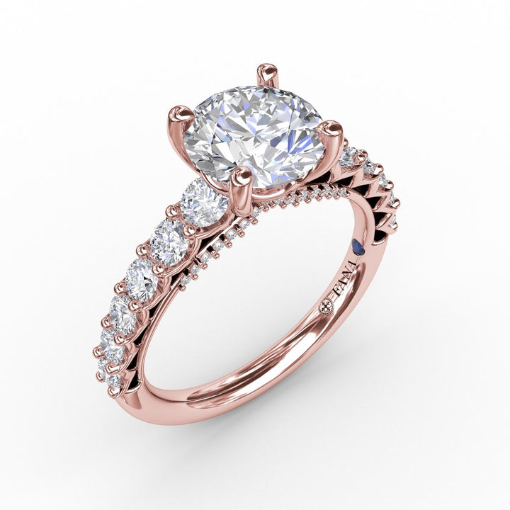 Contemporary Diamond Solitaire Engagement Ring With Openwork Diamond Band