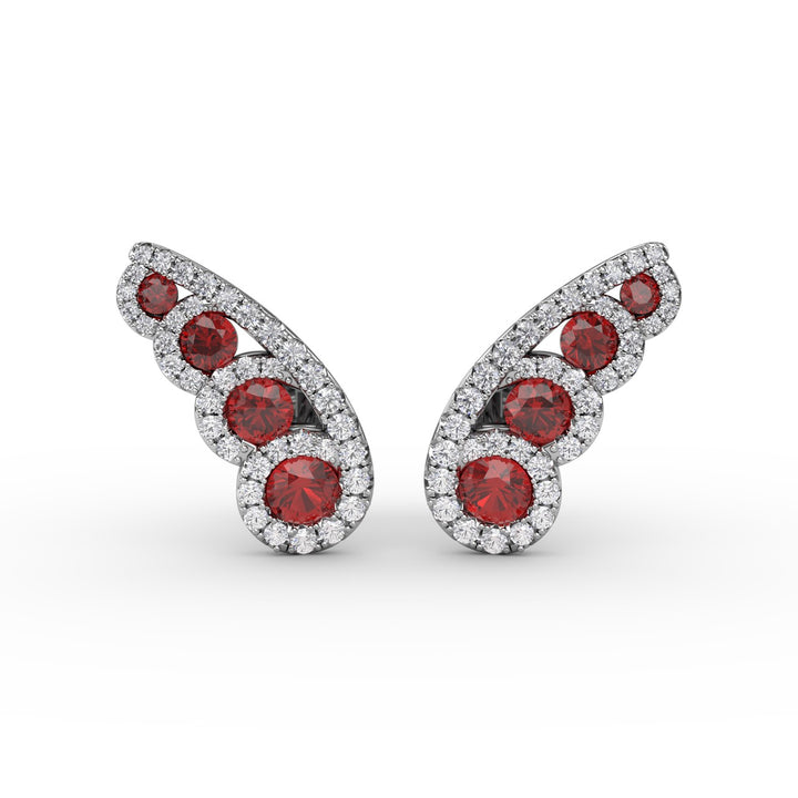 Butterfly Wing Ruby and Diamond Studs