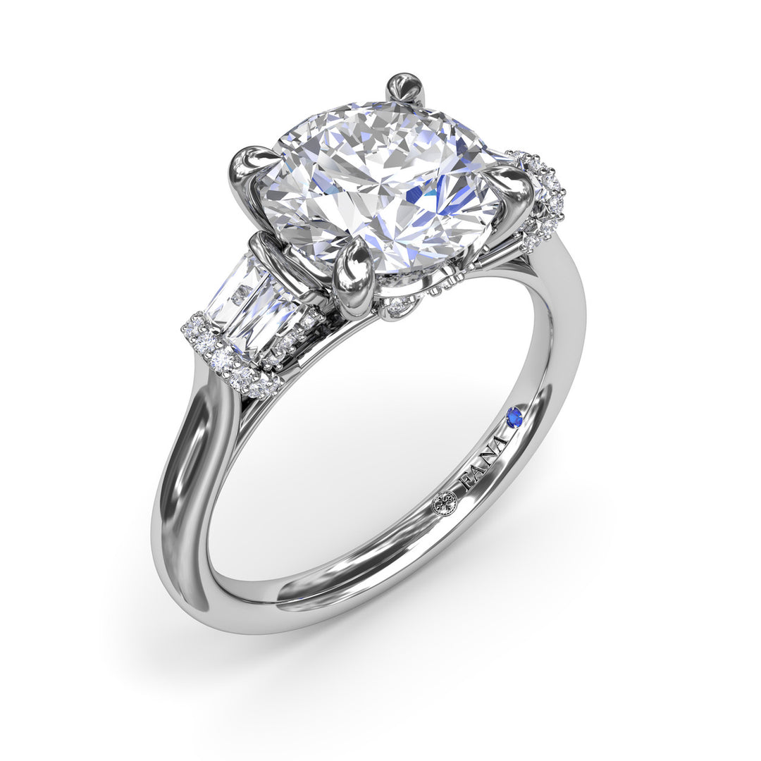 Double Baguette Diamond Engagement Ring