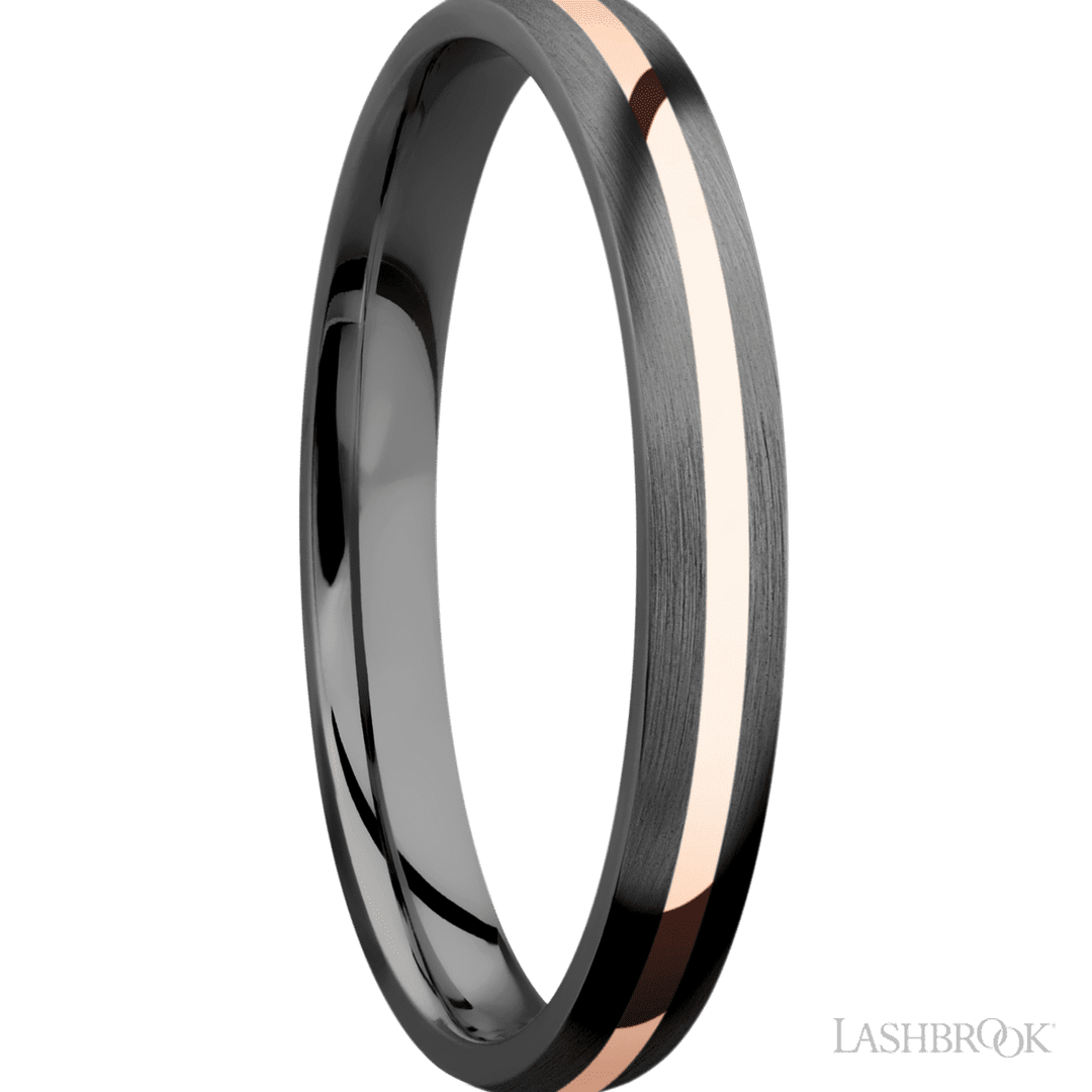 Zirconium with Satin Finish and 14K Rose Gold Inlay