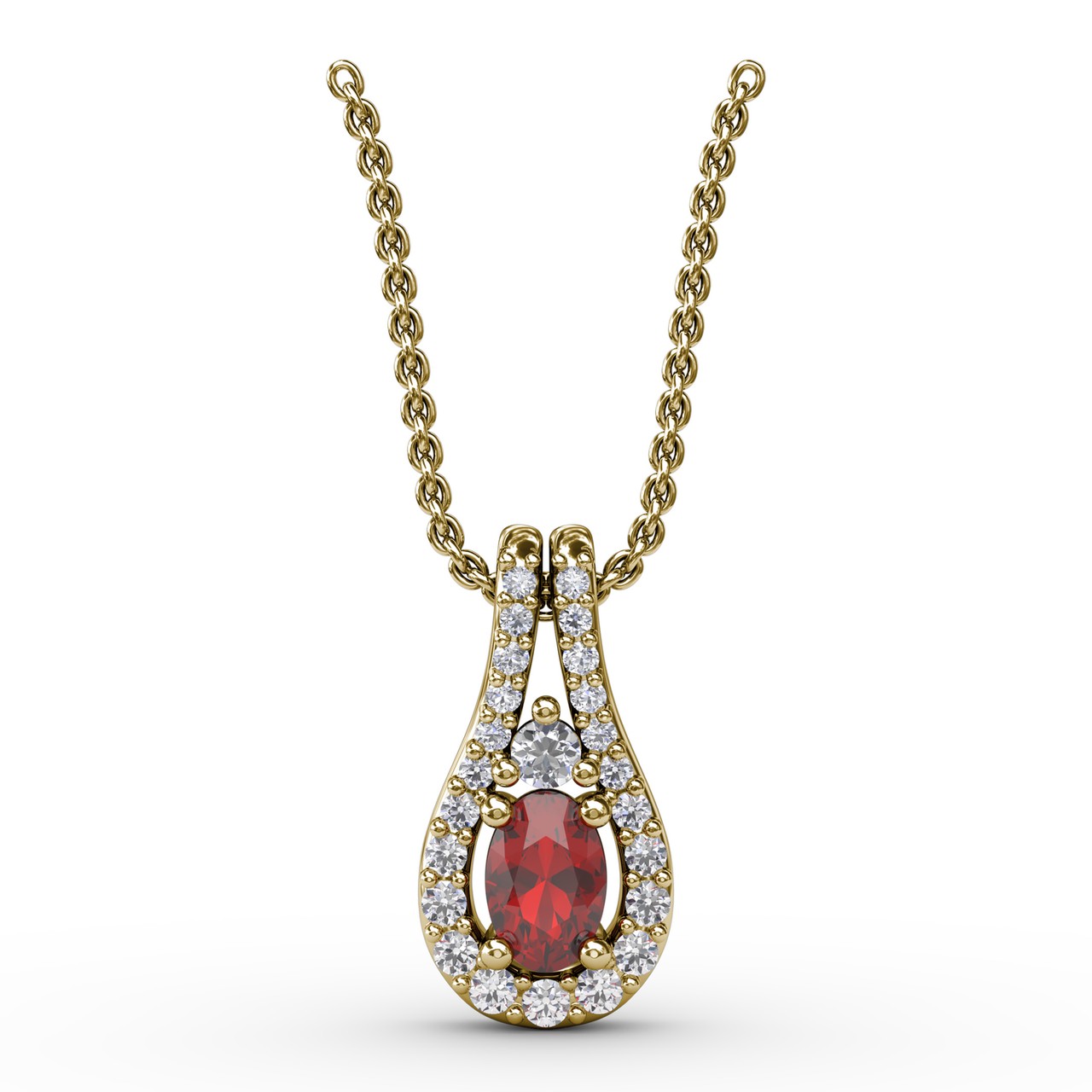 Margaret Solow Jewelry | Teardrop Ruby + 18k Gold Drop Necklace |  Firecracker