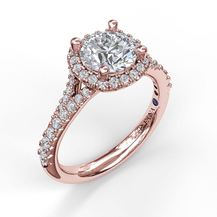 Classic Halo With A Twist Engagement Ring