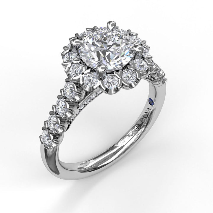 Sparkling Diamond Halo Engagement Ring