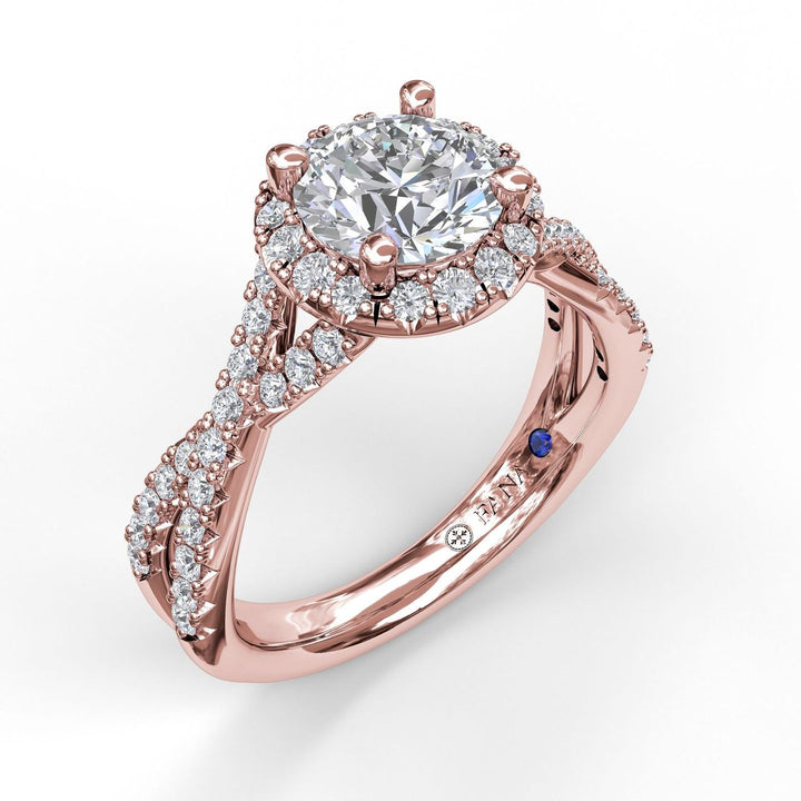 Round Halo Twist Engagement Ring