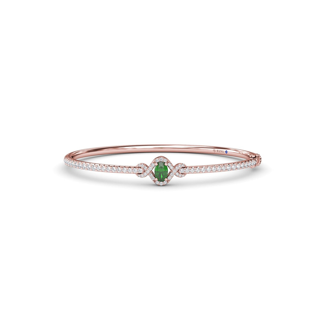 Love Knot Emerald and Diamond Bangle Bracelet