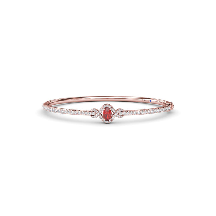 Love Knot Ruby and Diamond Bangle Bracelet