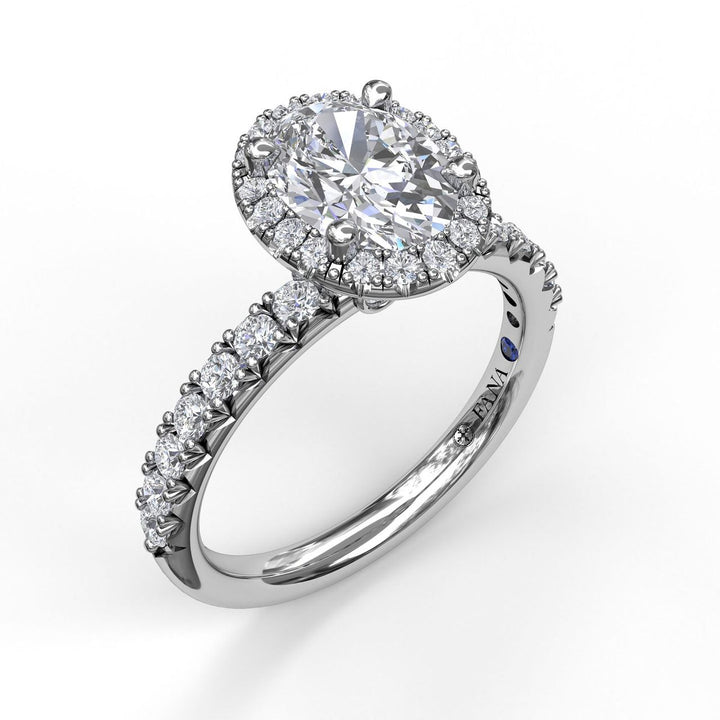 Classic Diamond Halo Engagement Ring with a Gorgeous Side Profile