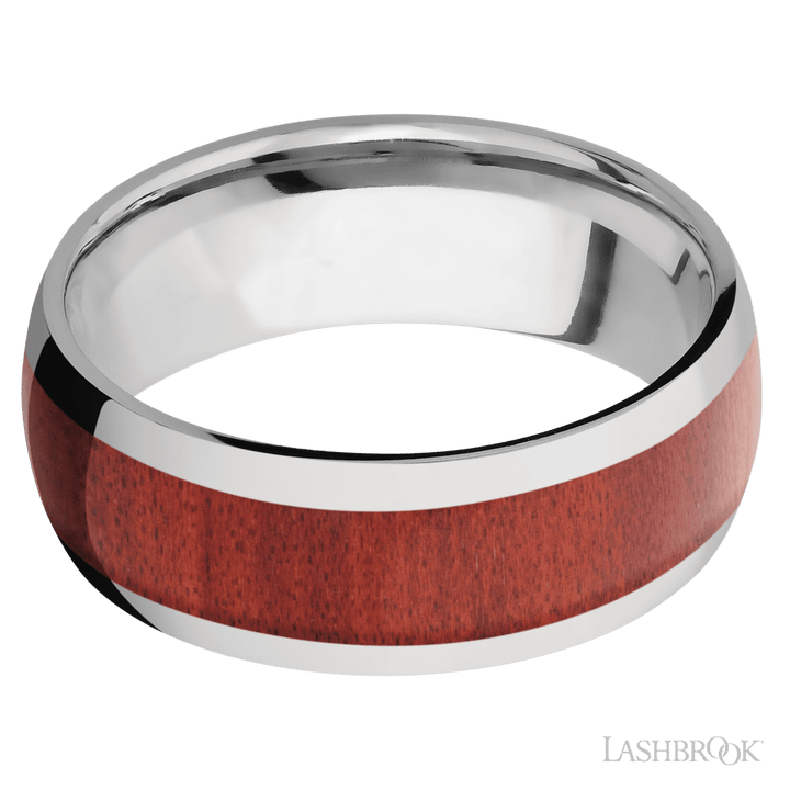 Titanium with Polish Finish and Red Heart Inlay