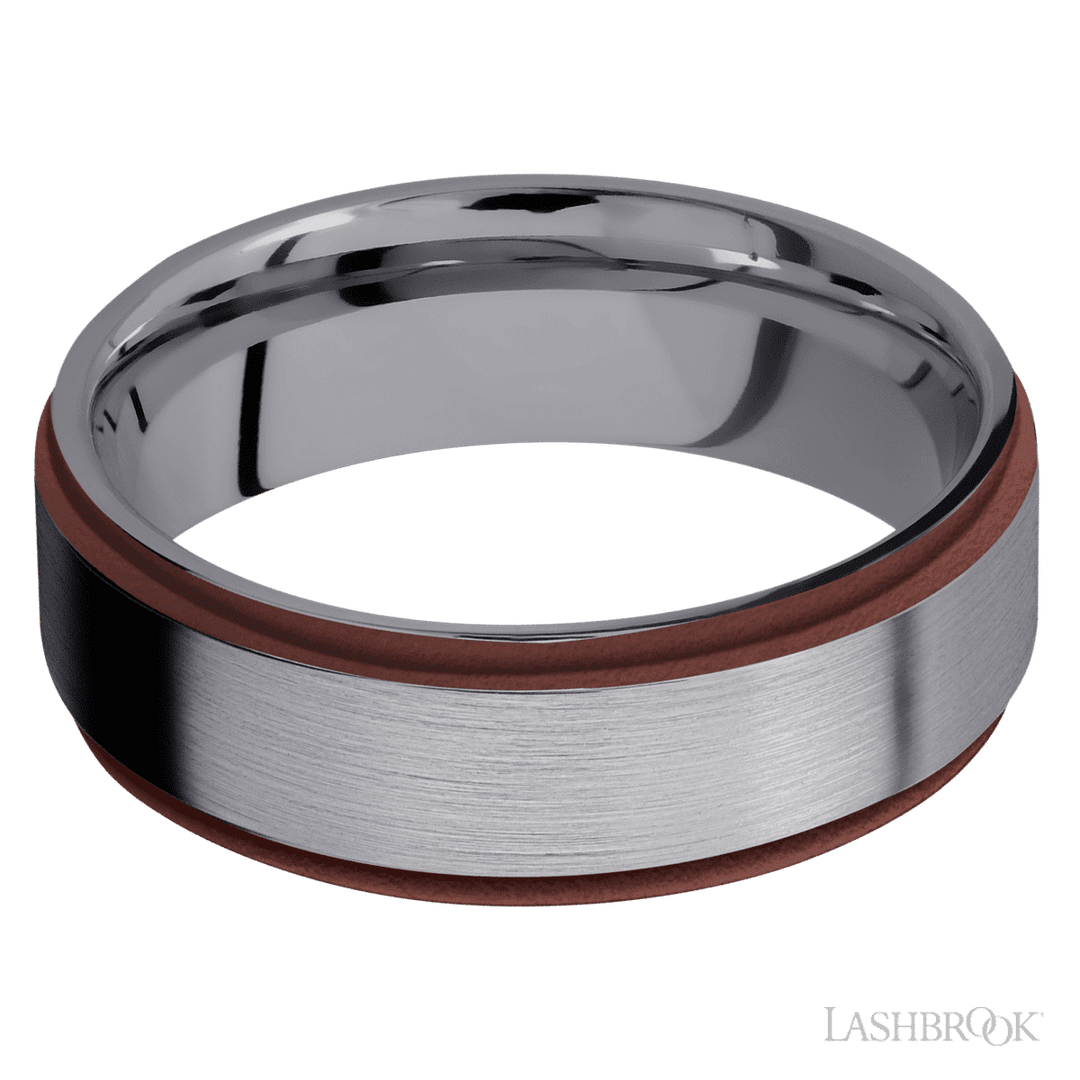 Tantalum with Satin Finish and Crimson Inlay