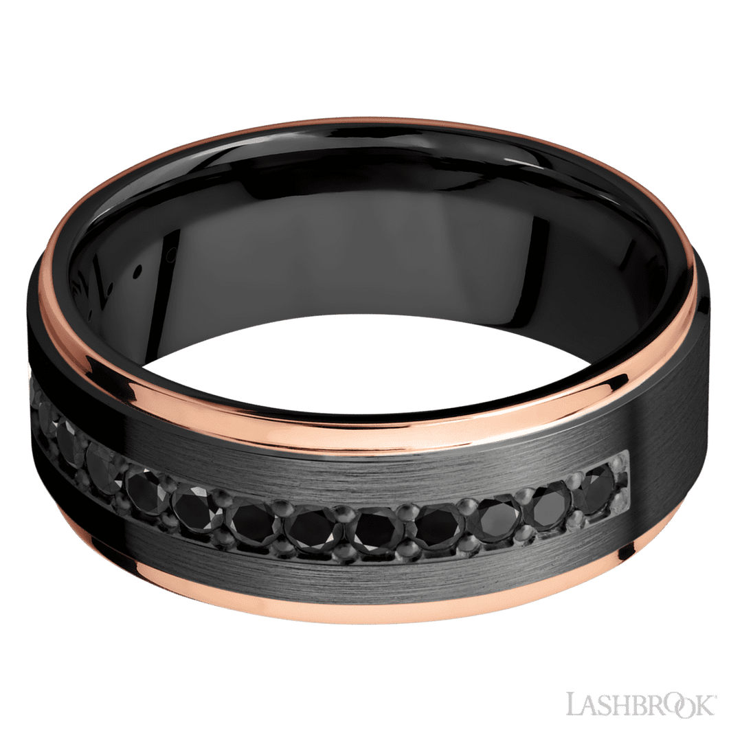 Zirconium with Satin Finish and 14K Rose Gold Inlay