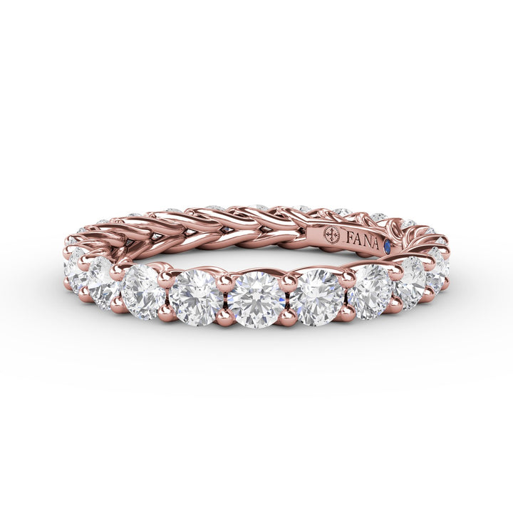 Shared Prong Woven Eternity Band