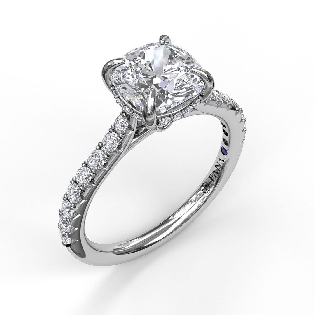 Cushion Cut Solitaire With Hidden Halo