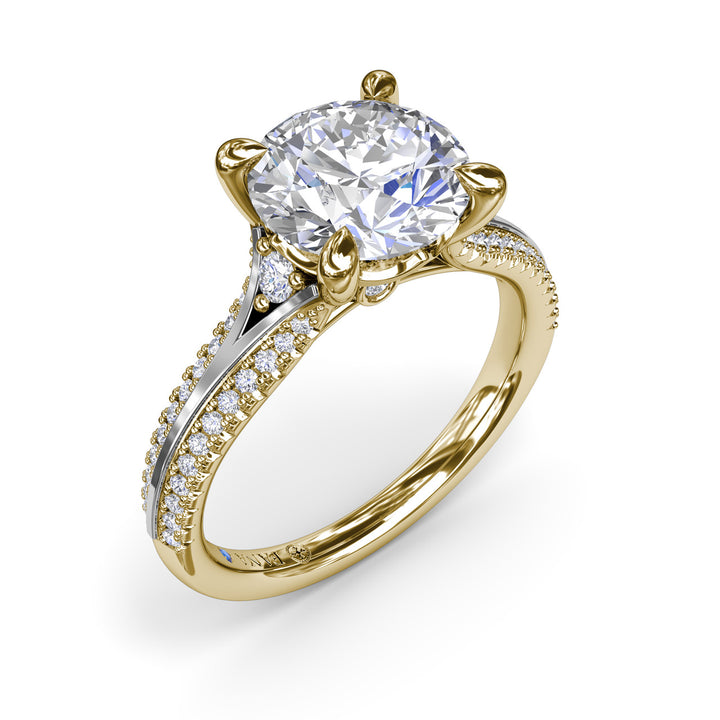 Two-Toned Split Shank Diamond Engagement Ring