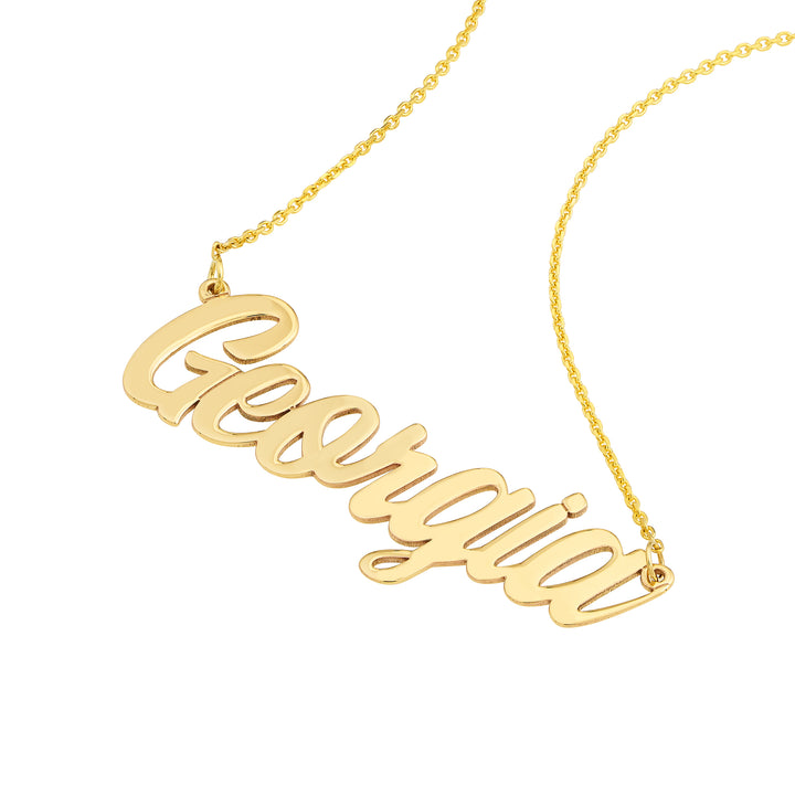 7mm Script Font Nameplate Necklace