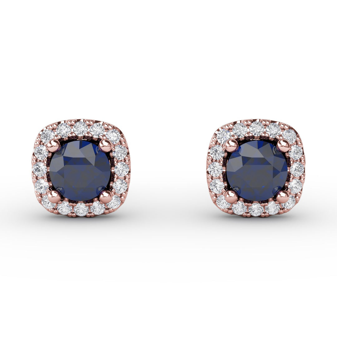 Cushion Cut Sapphire Stud Earrings