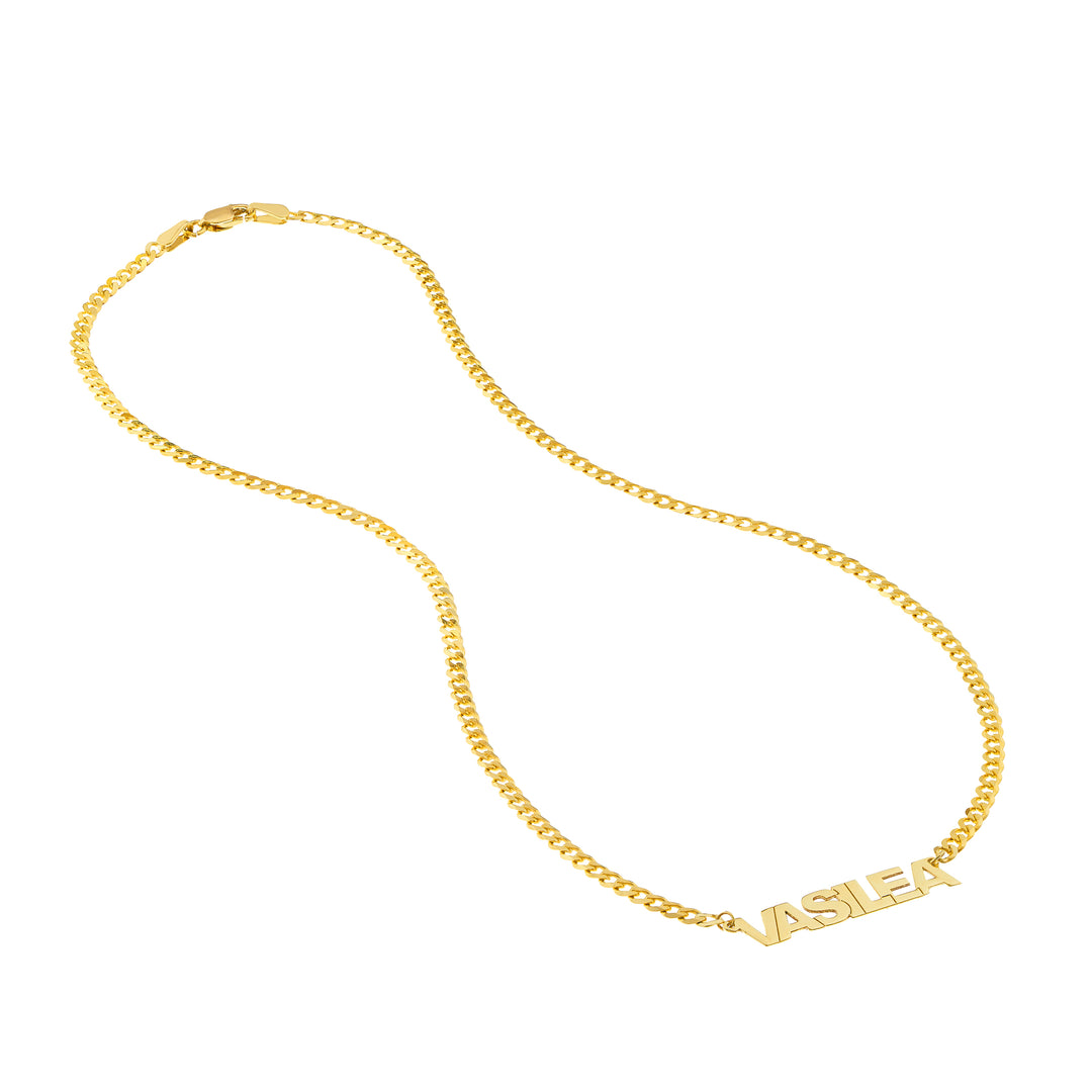 Block Nameplate Curb Chain Necklace