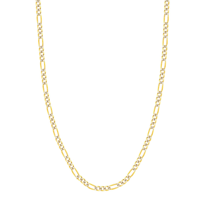 5.8mm Two-Tone Pave Figaro Chain with Lobster Lock