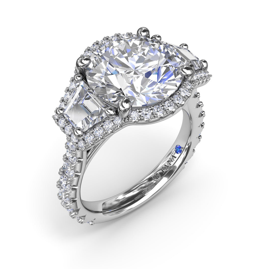 Complete Halo Three Stone Engagement Ring