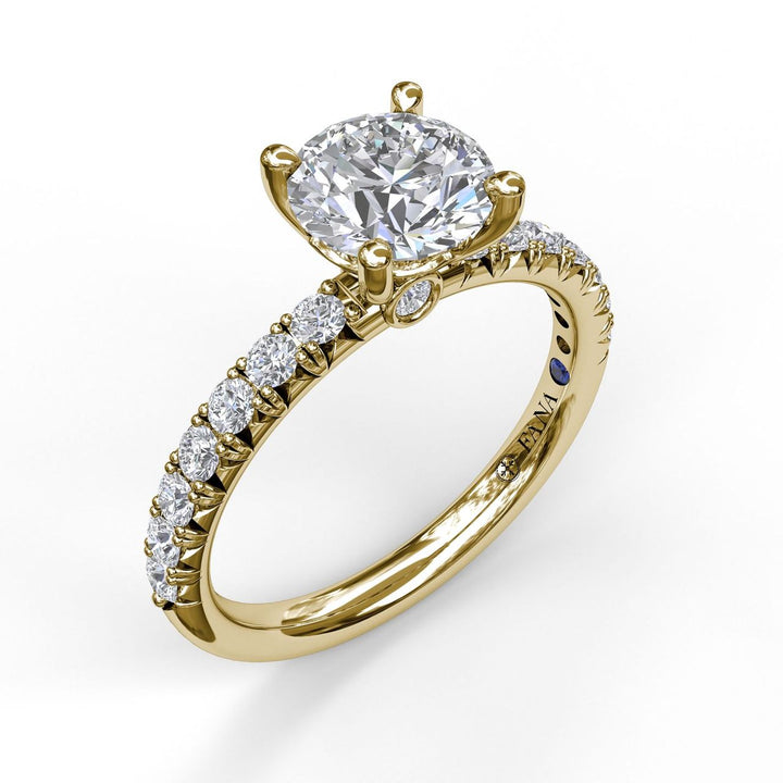 Classic French-Cut Pave Round Solitaire