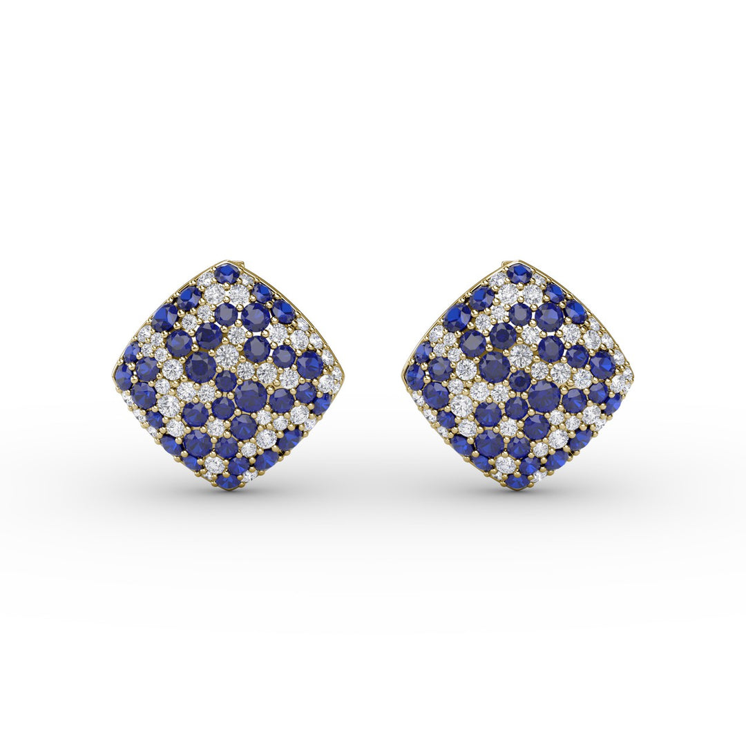 Large Pavé Sapphire and Diamond Studs