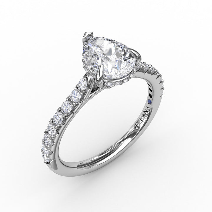 Pear Cut Solitaire With Hidden Halo