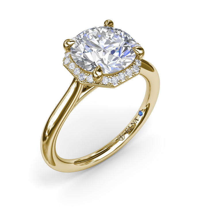 Octagon Halo Diamond Engagement Ring