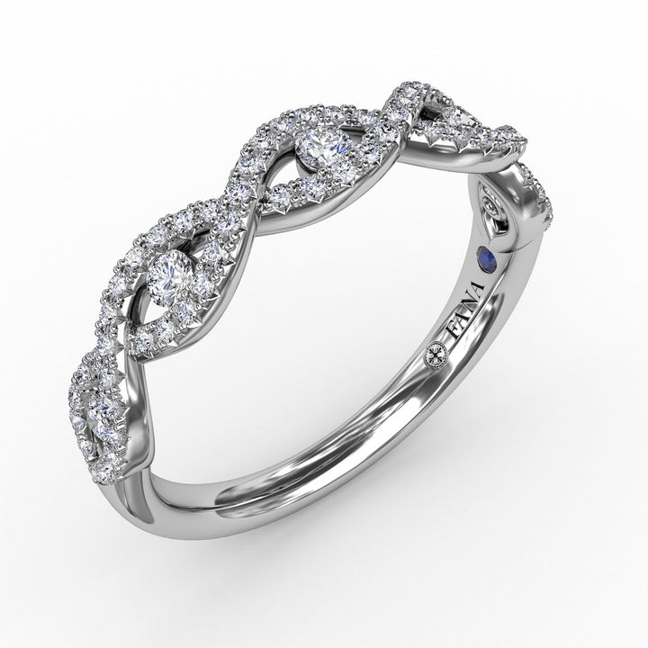 Twisted Diamond Band with Channel Set Diamonds