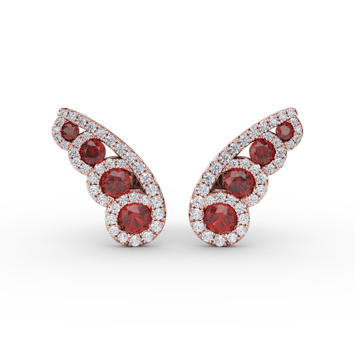 Butterfly Wing Ruby and Diamond Studs